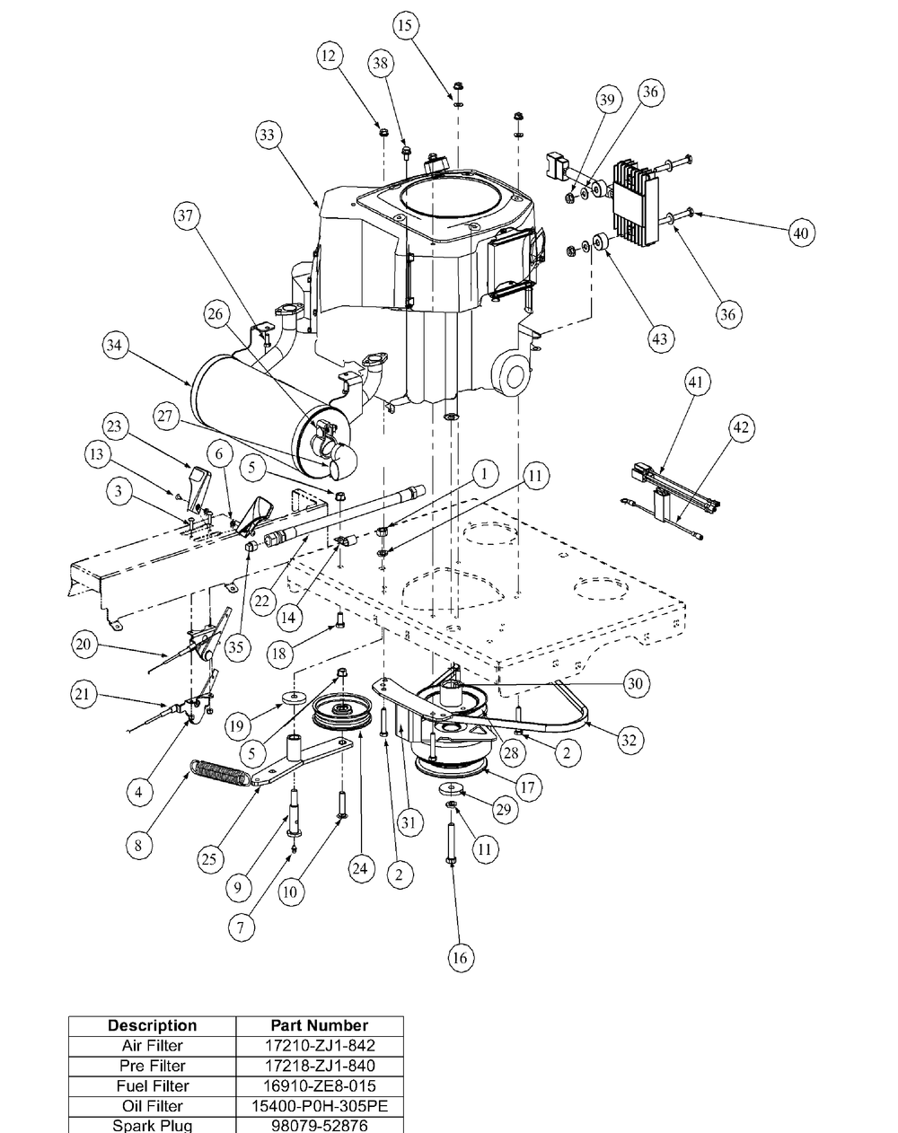 Honda Engine Assembly Diagram and Parts List for M48-HN 53AB5E6V750-20-HP Cub Cadet Lawn Tractor